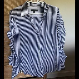 Banana Republic Stripped Ruffle Sleeve Shirt